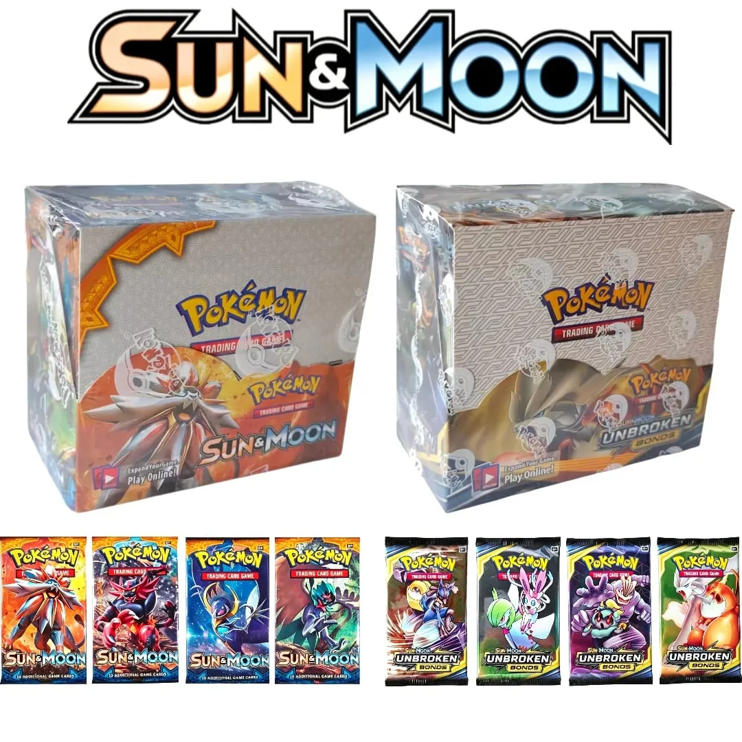 Pokemon TCG SUN & MOON Booster Box 36 Packs English Sealed Display Box Collectible Trading Card Game for Kids gift — image 1