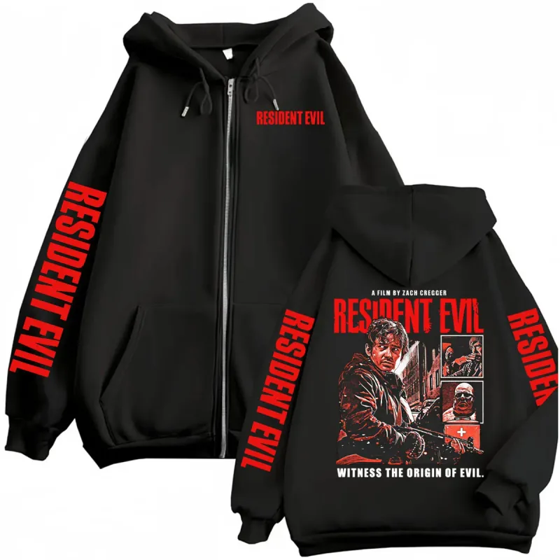 Limited Resident Evil Horror Film Zipper Hoodies Men Women Fashion High Street Jacket Sweatshirt Coats Cozy Fleece Zip Up Hoodie — image 1
