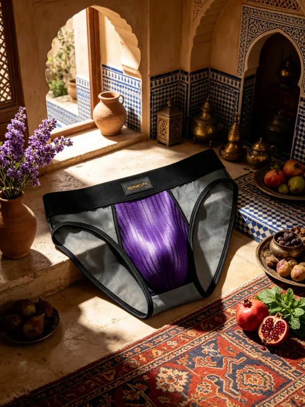 Mens Briefs Patchwork Sheer Mesh Vertical Stripe Gloss Pouch Low Waist Wide Elastic Waistband Breathable Male Underwear DP923 — image 20