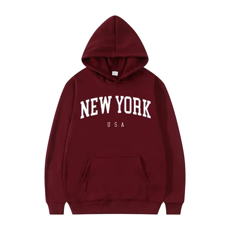 Women New York U.S.A City Hoodies Fashion Letter Printed Graphic Sweatshirts Loose CasuaMen l Harajuku Hooded Pullover Sportwear — image 24