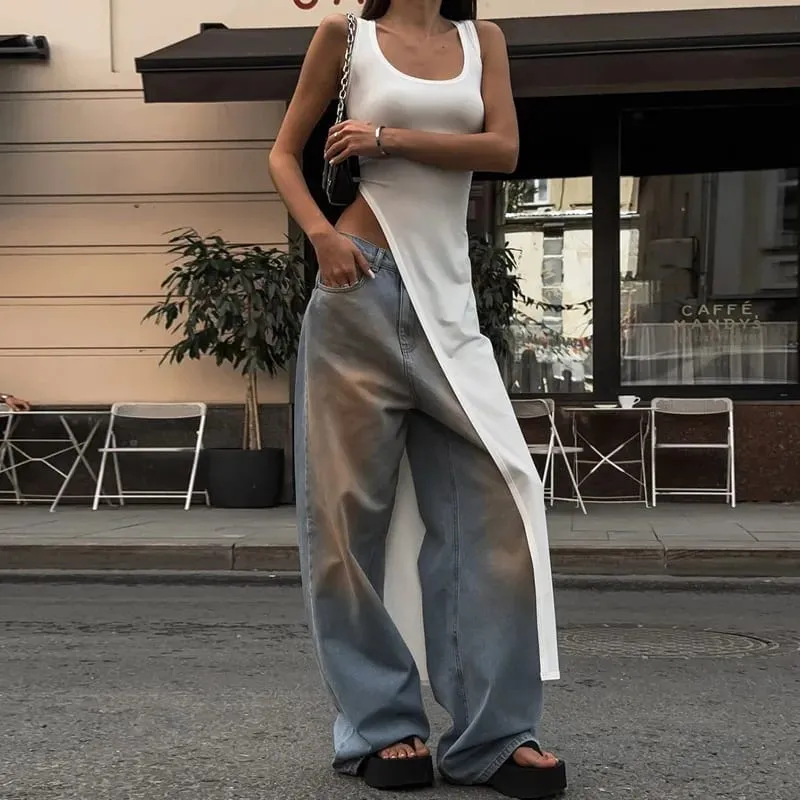 Summer personality trend slim fit solid color street niche irregular asymmetrical hem sleeveless camisole vest dress — image 9