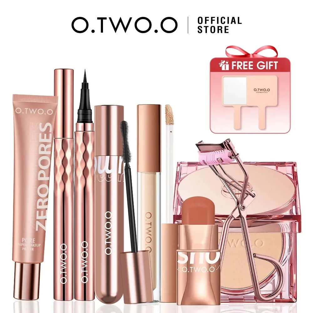 O.TWO.O 8pcs Full Makeup Kit Include Eyeliner Lipstick Blusher Face Setting Powder Mascara Eyelash Curler Sunscreen Cosmetic — image 1