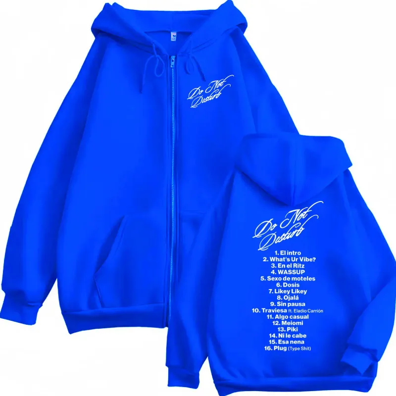 Rapper Young Miko Do Not Disturb Print Zipper Hoodies Fashion Hip Hop Zip Up Pullovers Men's Women's Casual Oversized Sweatshirt — image 5