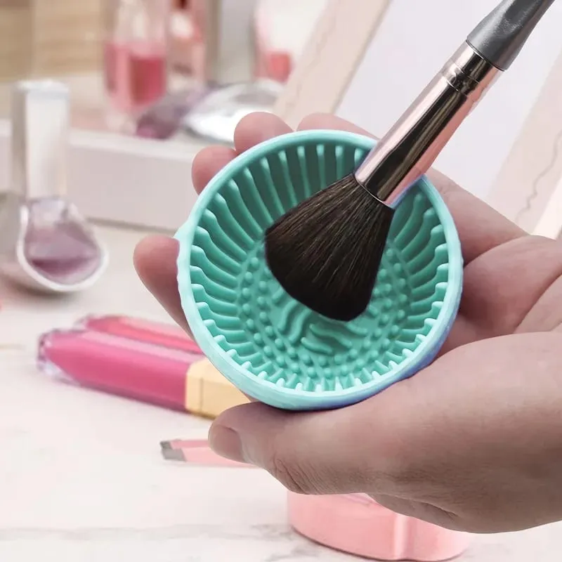 Brush Cleaning Bowl with Brush Cleaning Silicone Makeup Brush Cleaning Bowl for Eyebrows Powder Blusher Face and Eye Brushes — image 2