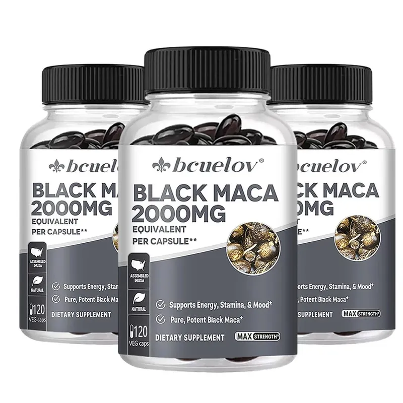 Black Maca Capsules 20000mg - Supports Brain Function Promotes Muscle Growth & Recovery Super Absorption Improve Vitality