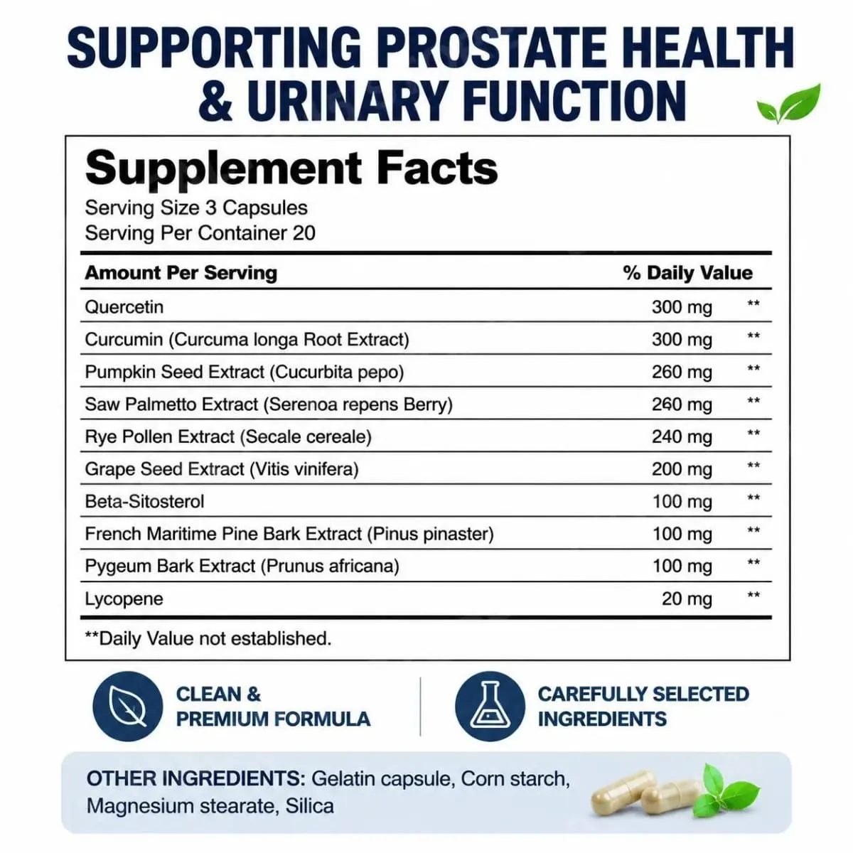 Docteat FlowRevive Prostate Health Capsules for Men with Quercetin Supports Normal Urinary Flow & Bladder Comfort 60 Capsules — image 2