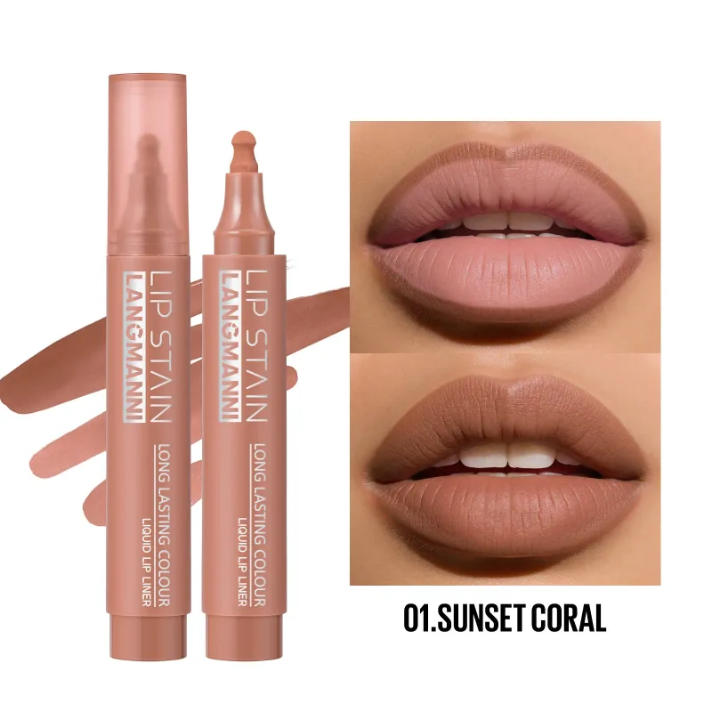 Caneta marcadora líquida para lábios, de longa duração, à prova d'água, fosca, altamente pigmentada, nude, maquiagem para contorno labial para mulheres — image 12