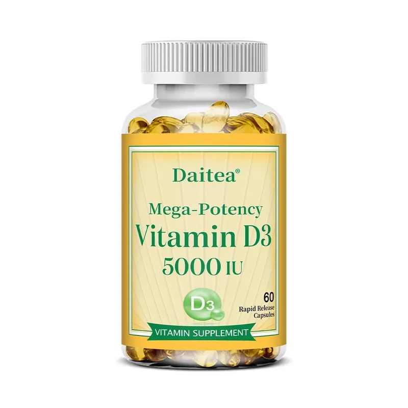 High Potency Vitamin D3 50 000 IU - 120 Vegetarian Capsules - Gluten Free Non-GMO Nervous System Health Support Immune