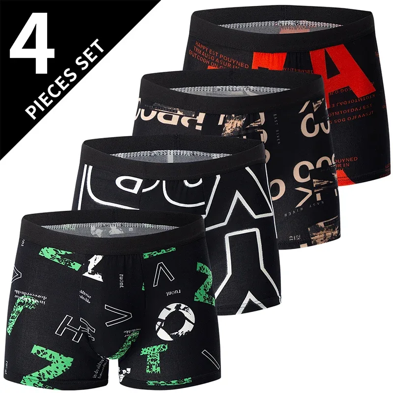 4 Pack Europe And America Size Men'S Solid Color Sexy Boxer Underwear Antibacterial Breathable Plus Size Men'S Shorts Underwear — image 10