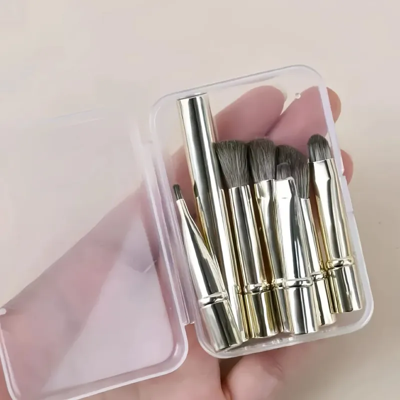 6-Piece Black Portable Makeup Brush Replacement Brush Head Set Nose Shadow Brush Travel Set