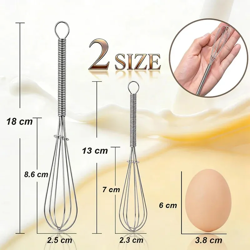 2/4Pcs Stainless Steel Mini Whisk Spring Coil Wire Egg Beater Handheld Egg Whisk Beater Manual Hand Whisker Kitchen Tiny Whisk