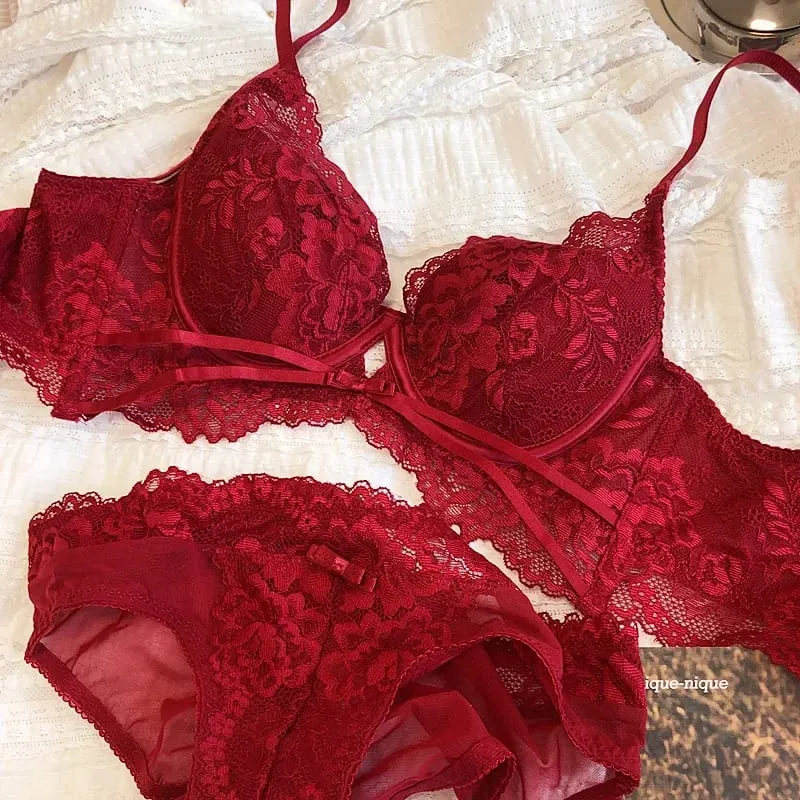 Σετ εσώρουχα 2 τεμαχίων Summer Thin Cup Σέξι δαντέλα κούφιο σετ εσωρούχων για Γυναικεία Σετ εσώρουχα Push Up Brassiere — image 10