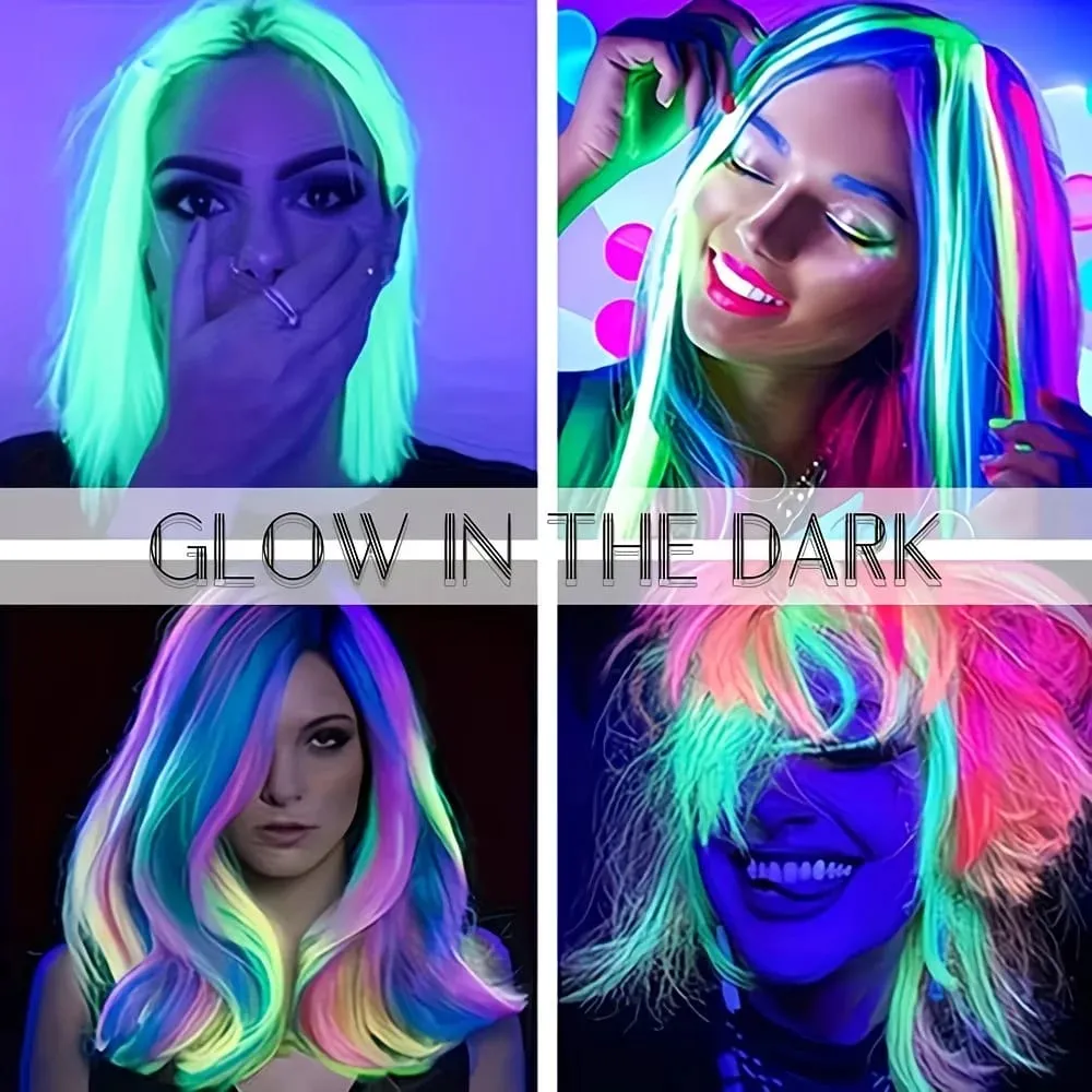 Glow in the Dark Hair Extensions Luminous Colored Hairpieces Colorful Hair Clips Synthetic Neon Fake Hair Clips Hair Accessories — image 5