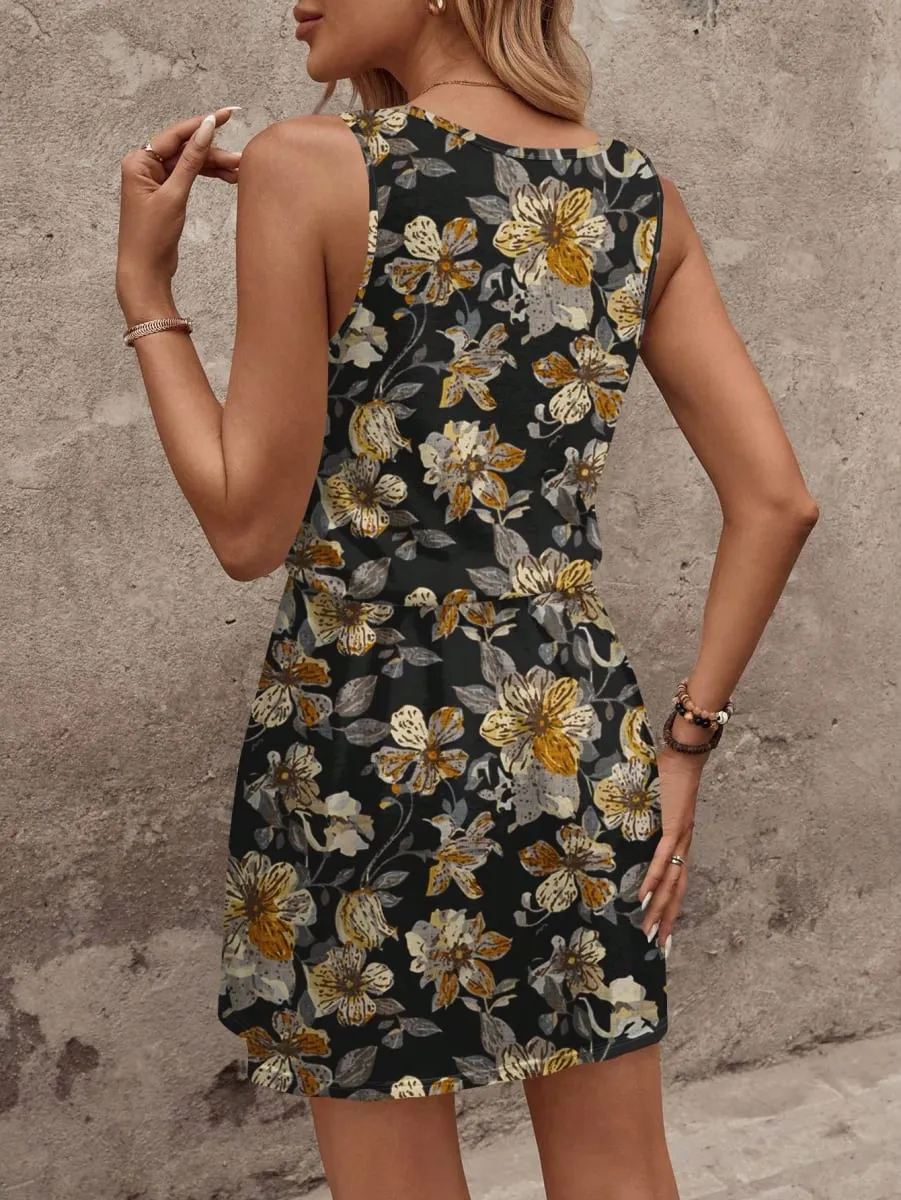 Women's Spring/Summer Vintage Floral Sleeveless Casual Dress — image 3