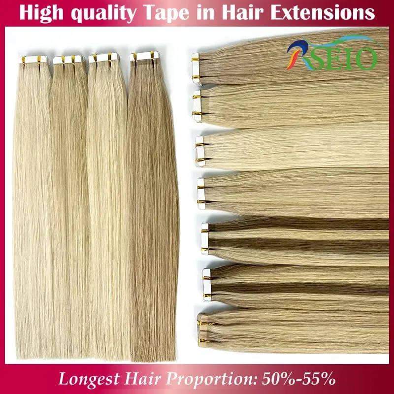 High Quality Tape in Human Hair Extensions Straight Hair Seamless Invisible 14"-22" 100% Real Natural Hair End Thicken — image 3
