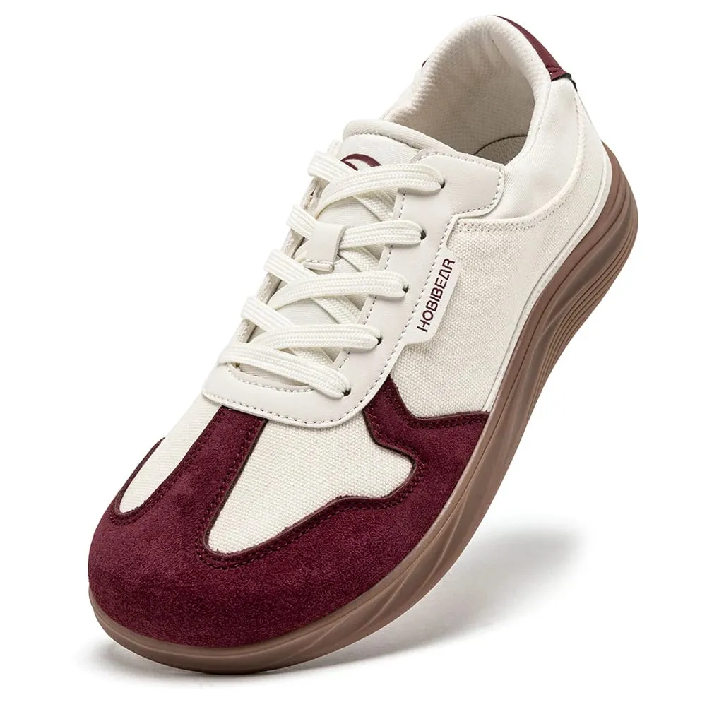 Men Women Wide Toe Box Shoes | Minimalist Artificial Leather Canvas Sneakers Lightweight Casual Lace Up Walking Shoe