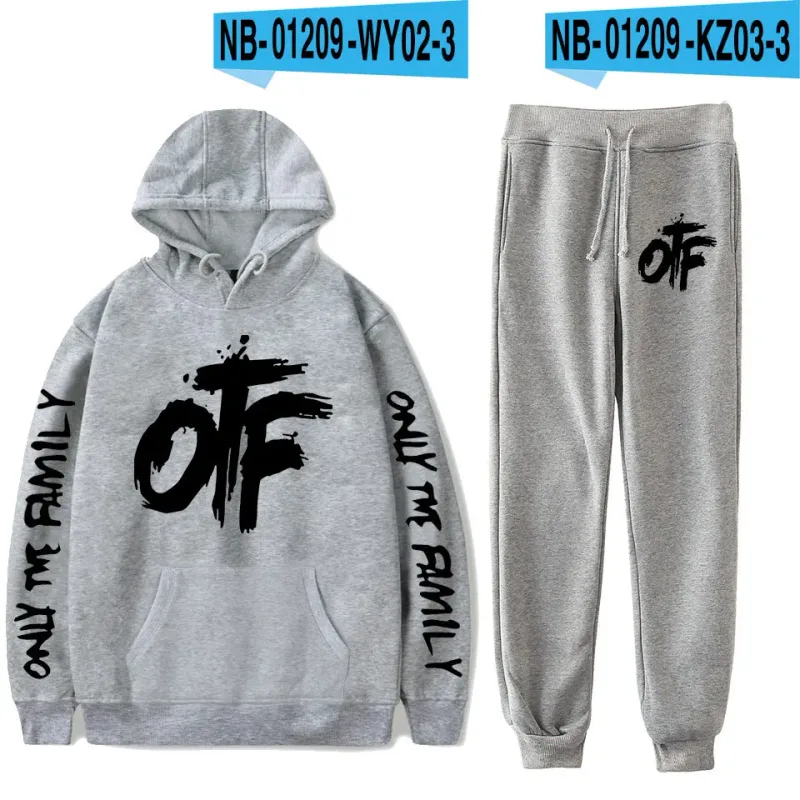 Harajuku Comfortable Funny OTF Letter Print Sweatshirt Sweatpants Suit Men/Women Hoodies+ Trousers Suit Cute 2 Piece Set Clothes
