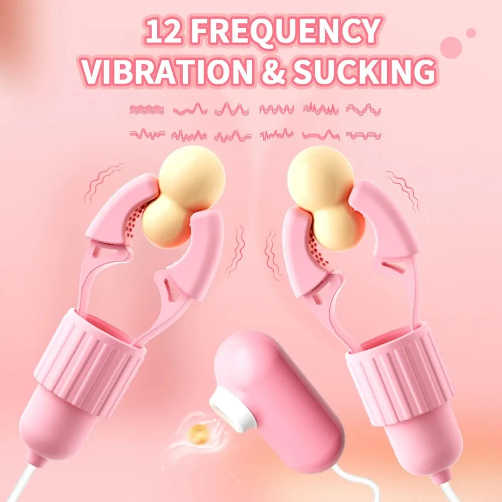 Nipple Clamps Vibrator Breast Massage Tongue Licking Sucking Vibrating Clit Stimulator Female Maturbator Adult Sex Toy For Women — image 2