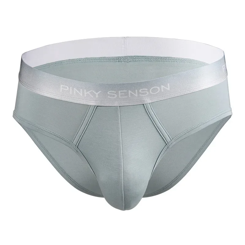 Men's Underwear - Pure Color Linen Modal Solid Waist Regular Size Comfortable Men's Briefs — image 3