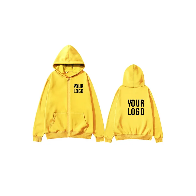 Solid Color Zipper Hoodie | Customizable Text Pattern Jacket | Unisex Team Customization — image 4