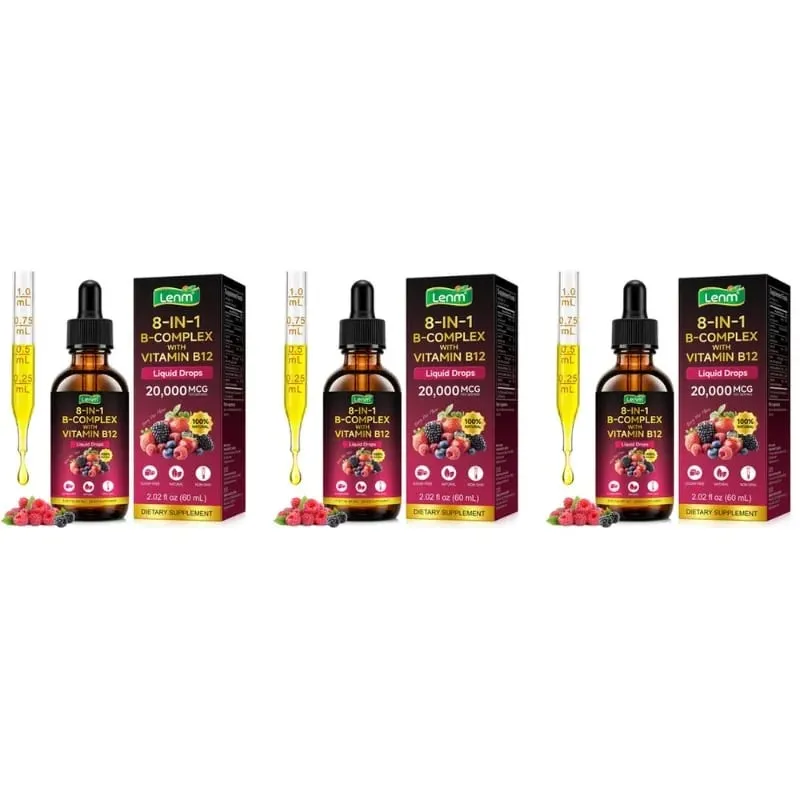 Lenm B Complex Liquid Drops 8-in-1 with B12 2000mcg B1 B2 B3 B5 B6 B7 Folate for Energy & Metabolism Support Sugar-Free 60ML — image 10