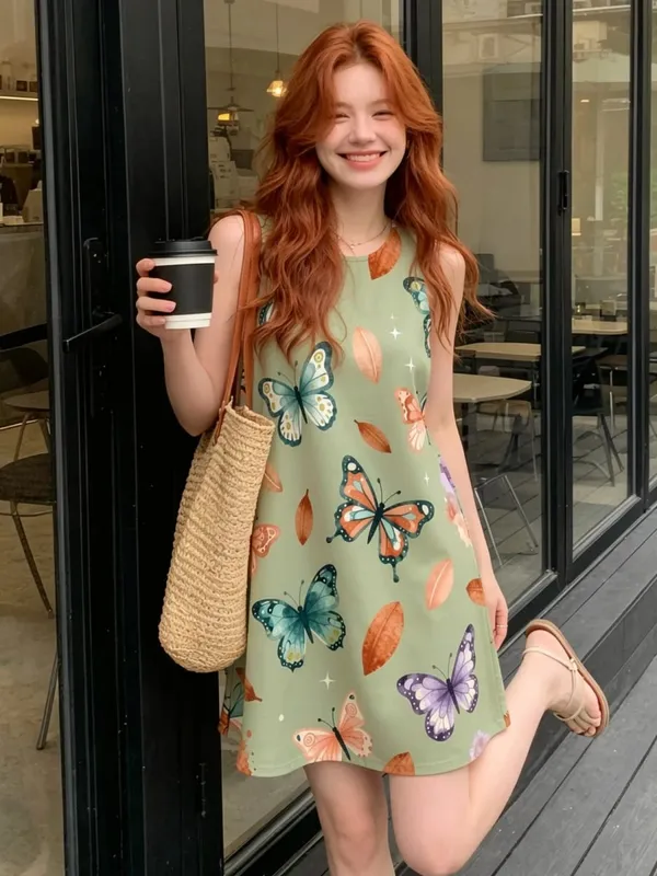 Womens Floral Sleeveless A Line Mini Dress Round Neck Fresh Sundress for Outdoor Brunch Beach Walk and Everyday Wear Comfort — image 9
