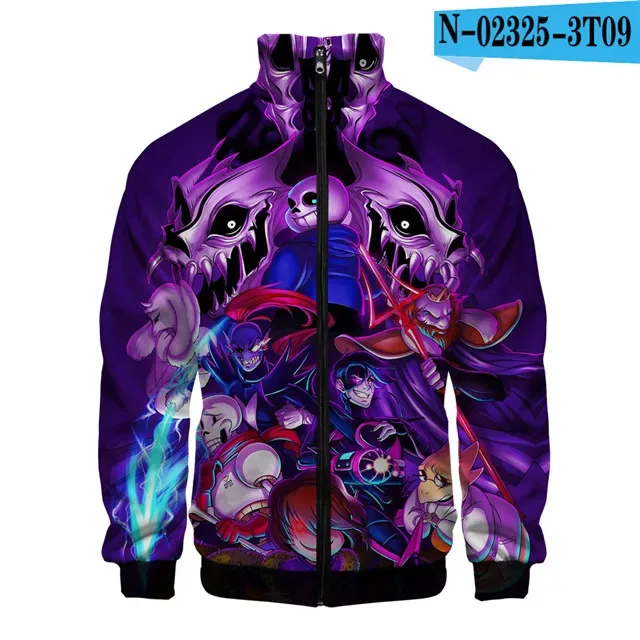 Luxury Popular Sans Undertale 3D Print Zipper Raglan Jacket Windbreaker Boys/Girls Comfortable Stand Collar Jackets Coats — image 36