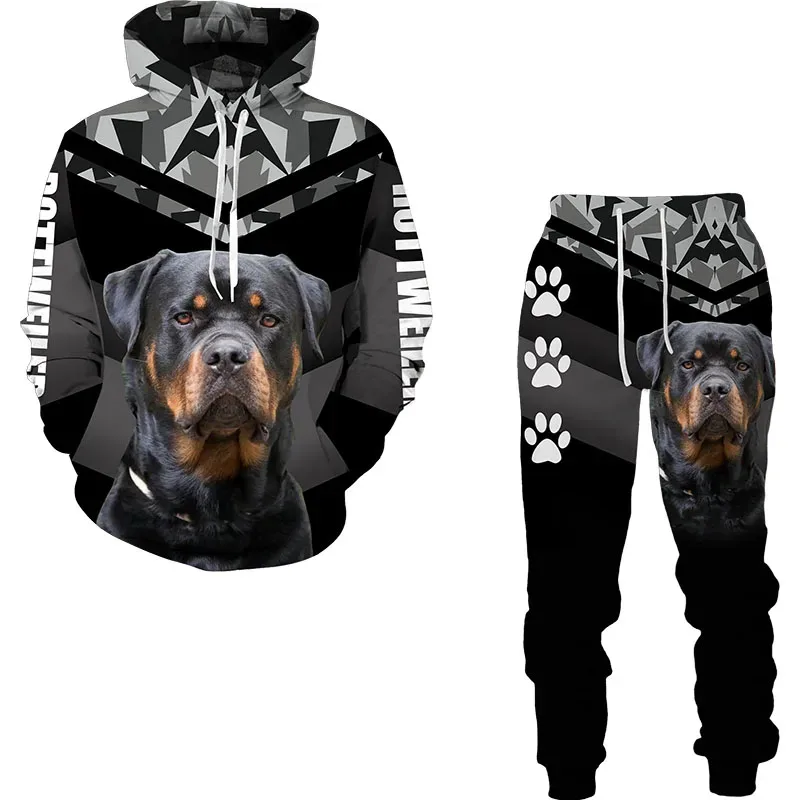 Funny Dog Animal 3D Printed Hoodie Suit Men Autumn Casual Sweatshirts Sweatpants Fashion Two Piece Tracksuit Set Men's Clothing