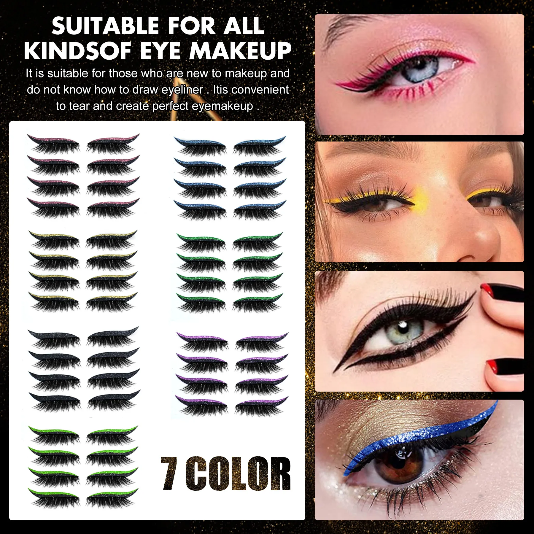 2in1 Eyeshadow Eyeliner Stickers False Eyelashes Waterproof Eyelash Liner Patches Instant Cat Eye Natural Look Party Eye Makeup — image 1