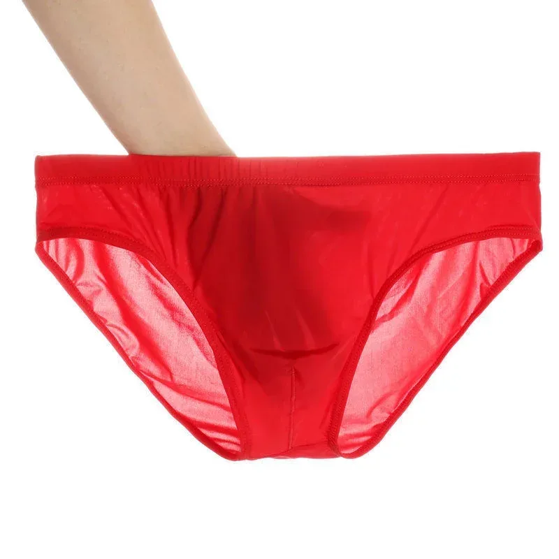 2PCS Ultra Thin Ice Silk กางเกง Plus ขนาด M-4XL สีทึบเยาวชนโปร่งแสงต่ำเอว Breathable เซ็กซี่ชายกางเกง