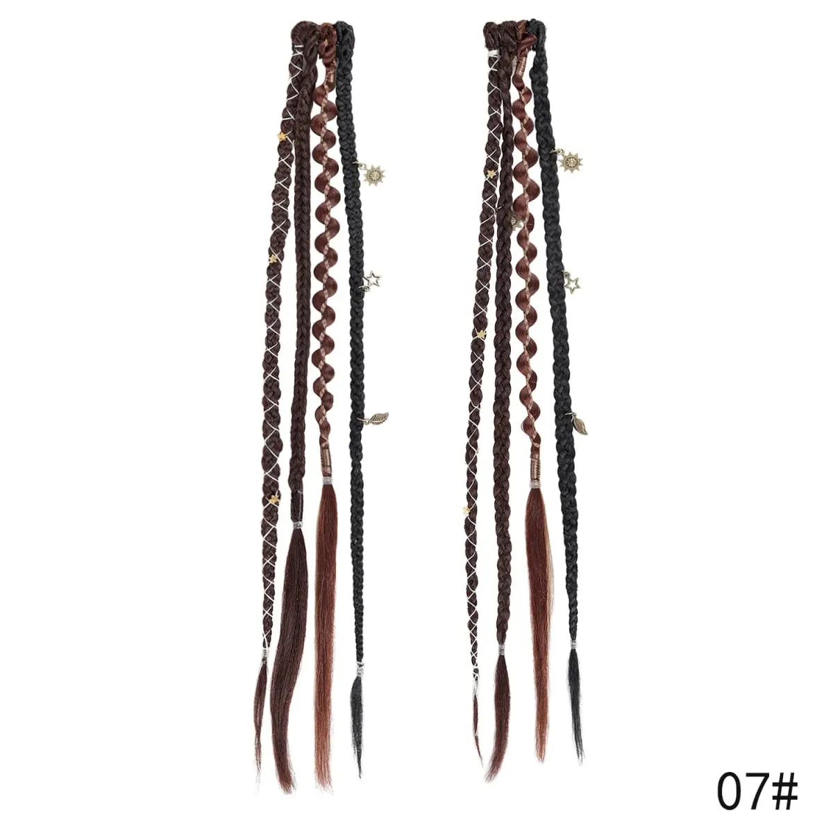 2Pcs Clip in Braided Hair Extensions for Women 16/20 Inch Handmade Synthetic Boho Clip in Braid Hairpieces with Beads & Charms — image 14