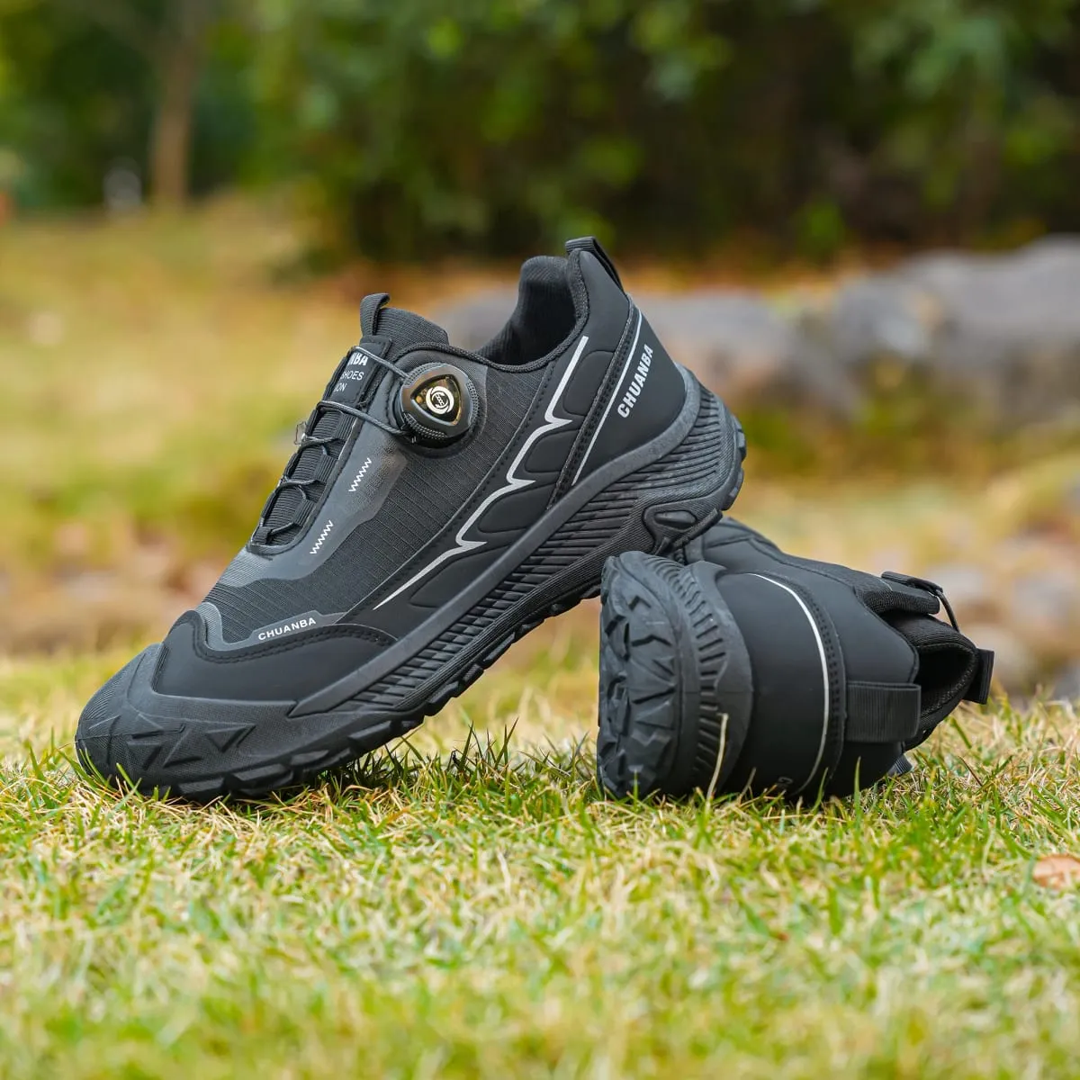Men's Lightweight Casual Shoes Outdoor Running Shoes in Black Grey Khaki Sizes 39-48 PU Material with Canvas — image 3