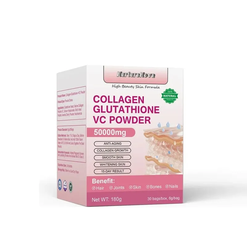 Collagen Peptides Glutathione Vitamin C Powder 30 Sachets Marine Collagen Drink Mix for Beauty Wellness Support Adults 180g