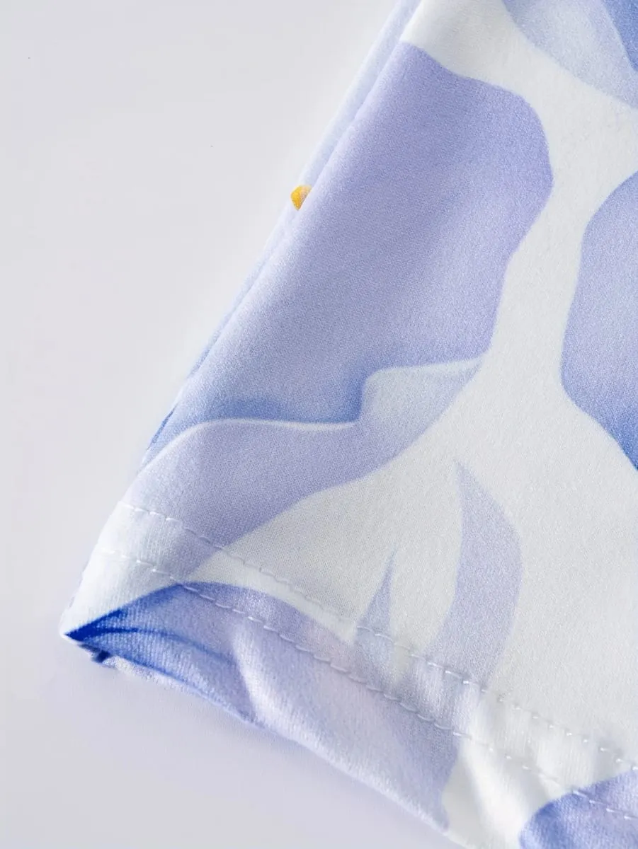 Nyomtatott Design alkalmi stílusú Kék virágmintás nyomtatási ruha női ruha — image 5