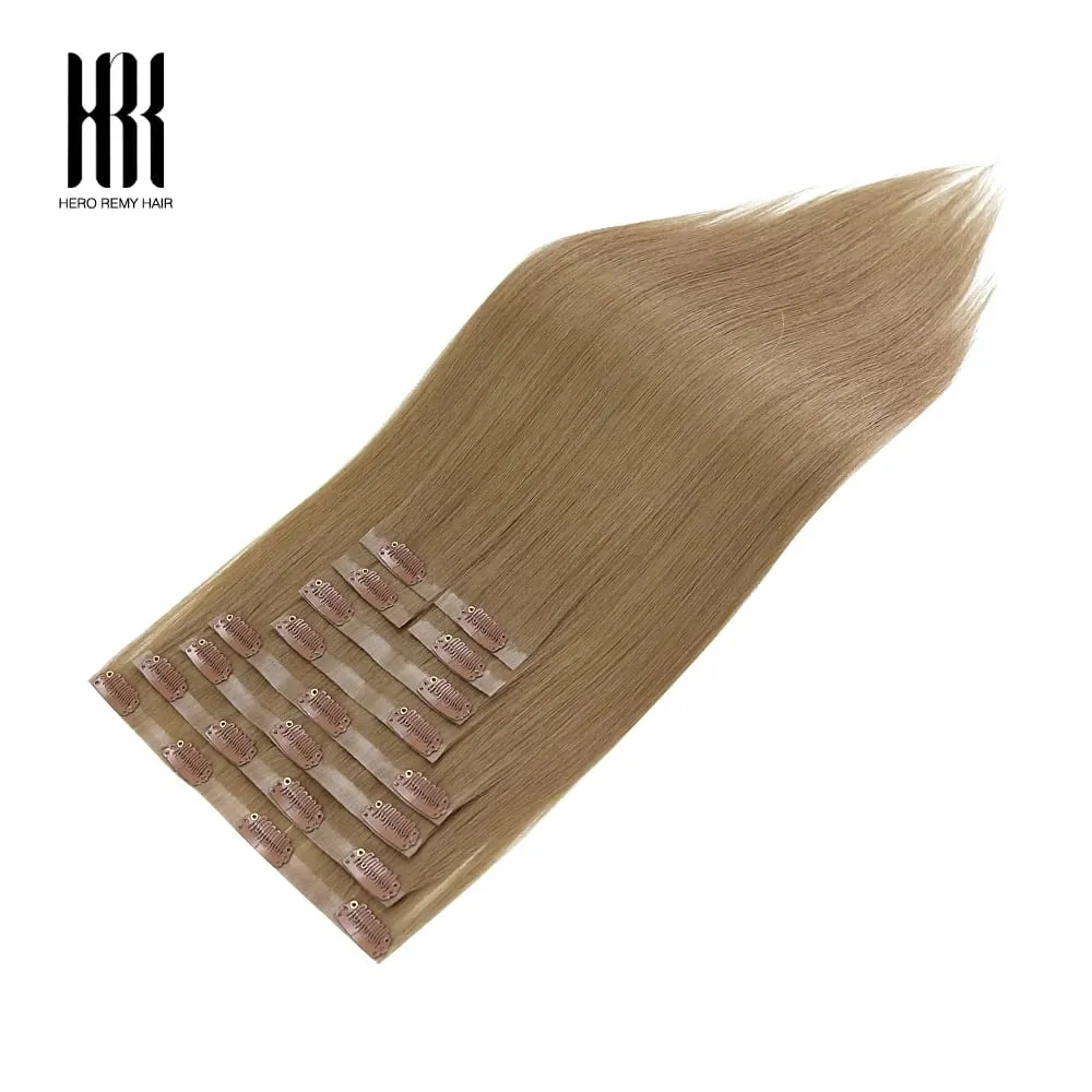 Straight Clip In PU Human Hair Extensions 10 Pcs/Set Full Head Clip Ins Hair 100/170 Grams Clip on PU Hair Extension for Women