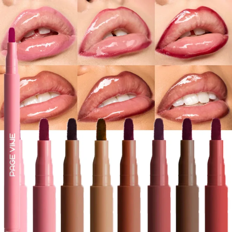 Velvet Brown Lip Liner Pencil Nude Matte Waterproof Non-stick Cup Cherry Red Lip Liner Lip Contour Pen Lipstick Makeup For Woman