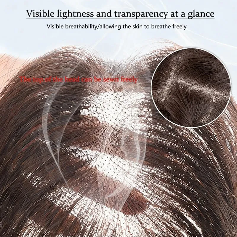 Wig Patches for Women with Fluffy Hair on the Top of the Head Natural and Seamless Hair Coverage White Hair Replacement Patches — image 4