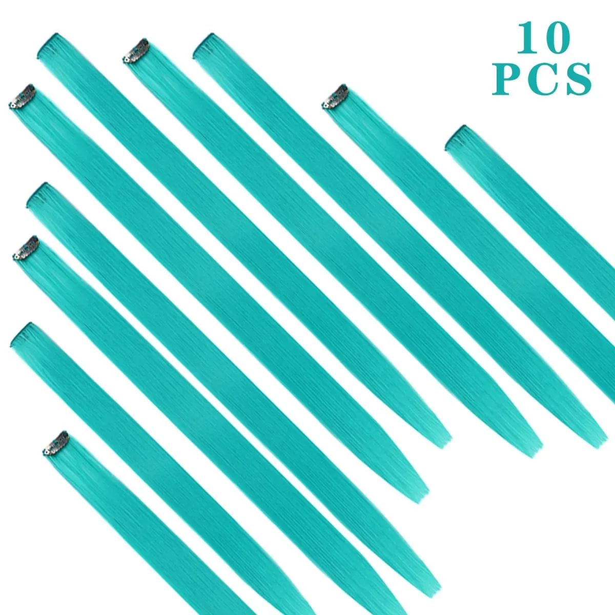 Synticthe Clip in Hair Extensions 10pcs/pack Colored Party Cosplay 22 inches for Fairy Hairpieces Long Straight Hair Extensions — image 12