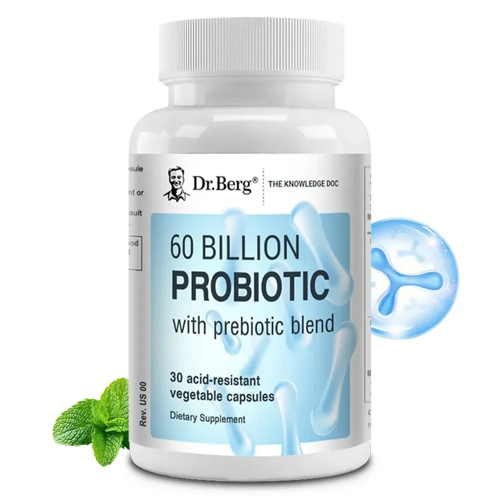 60 Billion Probiotic with Prebiotic Blend 30 Veggie Caps Gut and Digestive Health — image 1