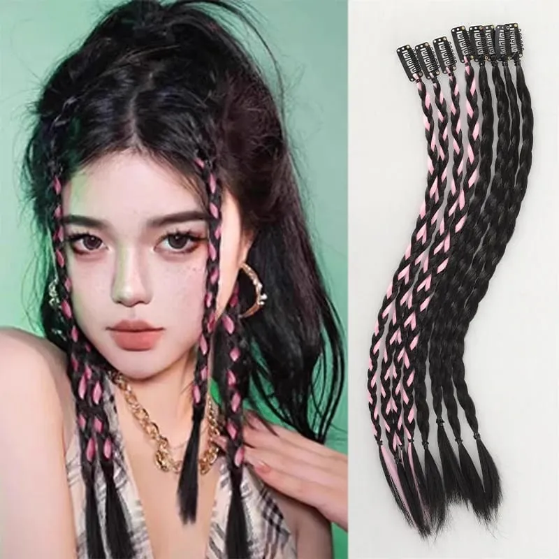 A card of sweet cool girl's boxing braid wig ponytail mini Fried Dough Twists braid color ear dye pigtail 8 pieces — image 8