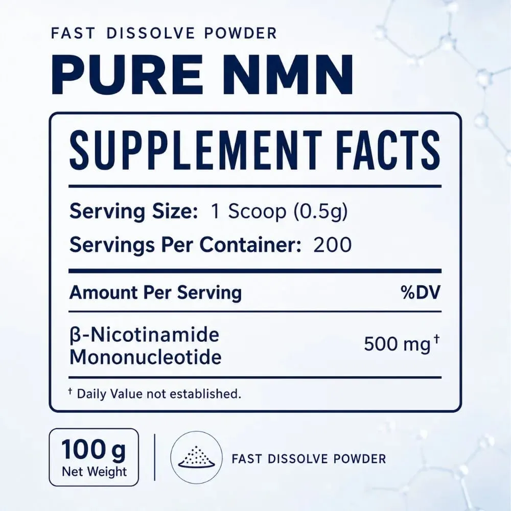 Pure NMN Powder 100G NAD + Booster Nicotinamide Mononucleotide 500Mg Fast Dissolve Anti Aging Cellular EnergyอาหารเสริมNon-GMO — image 3