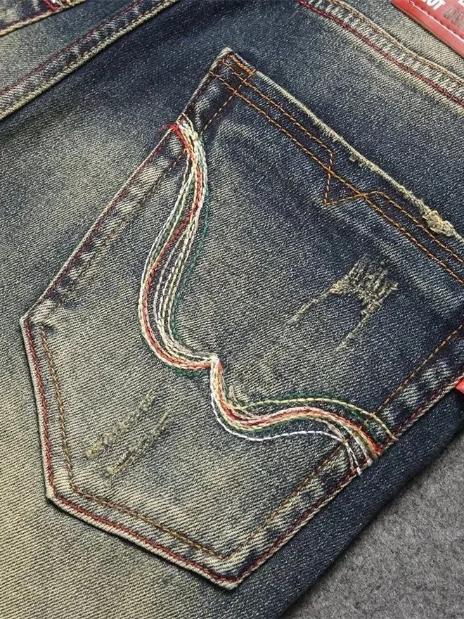 Spring/Autumn Fashion Trendy American Retro Straight Leg Stretch Denim Jeans Men's Casual Loose Fit Sports High Quality Jeans — image 4