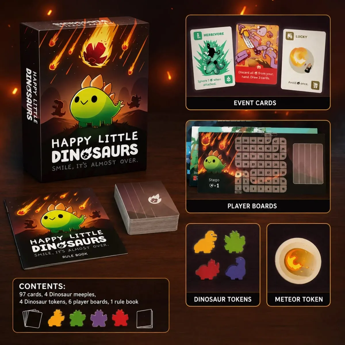 Happy Little Dinosaurs Cute Survival Strategy Card Board Game Fun Adventure Family Party Kids Adults Gift English Version