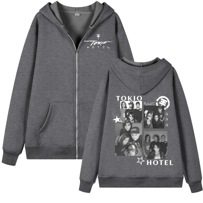 Tokio Hotel Arena Tour 2026 Graphic Zipper Hoodie Rock Fashion Vintage Zip Up Pullovers Men Women Casual Long Sleeve Sweatshirts — image 5