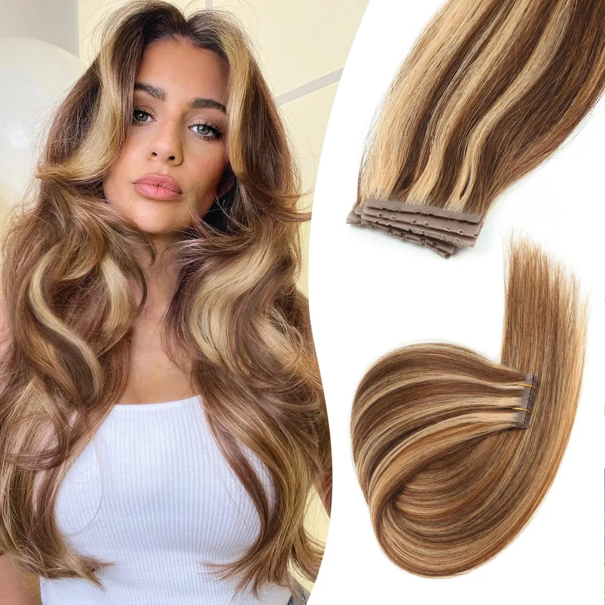 Butterfly Weft Hair Extensions Human Hair Glue-Free Double Invisible Weft with Micro Beads Natural Volume and Length 12-24Inches — image 13