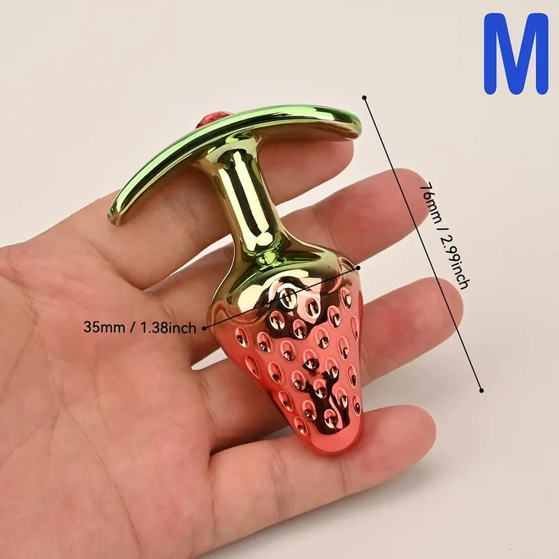 Anus Butt Plug With Diamond Jewel Metal Strawberry-Shaped Anal Sex Toys Trainer Analplug Buttplug Butplug — image 8