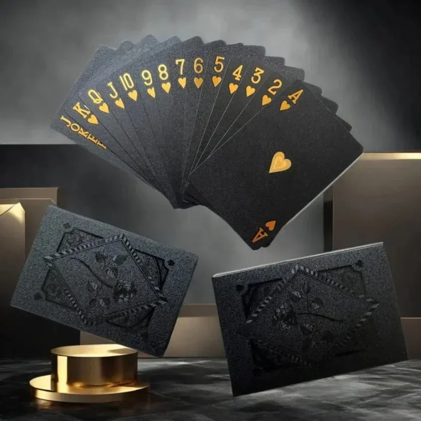 **Color Black Gold Playing Card Game Card Group Waterproof Poker Suit Magic Dmagic Package Board Game Collection Entertainment — image 2
