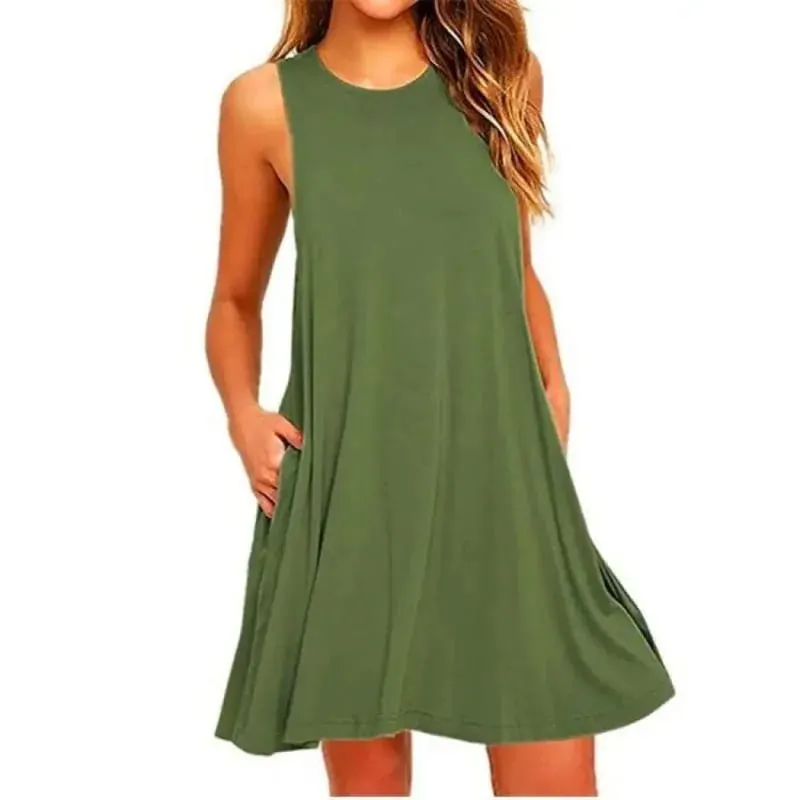 Phụ Nữ Đen Trắng Mùa Hè 2025 Polyester Nữ Tay Ngắn Cổ Tròn Áo Dáng Rộng Đầm Nữ Phố Bohemia Đầm vestidos