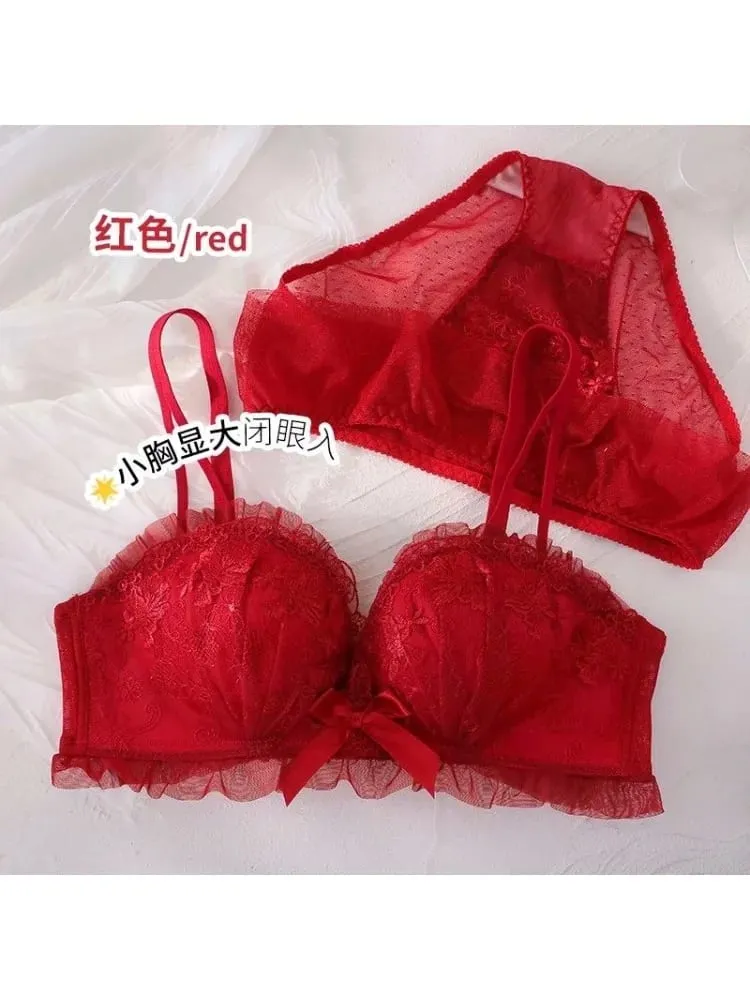 Japanese Kawaii Lace Underwear Set for Women | Sexy Push Up Bra & Panty | Small Chest Cute Lingerie | Valentine‘s Day Gift — image 7