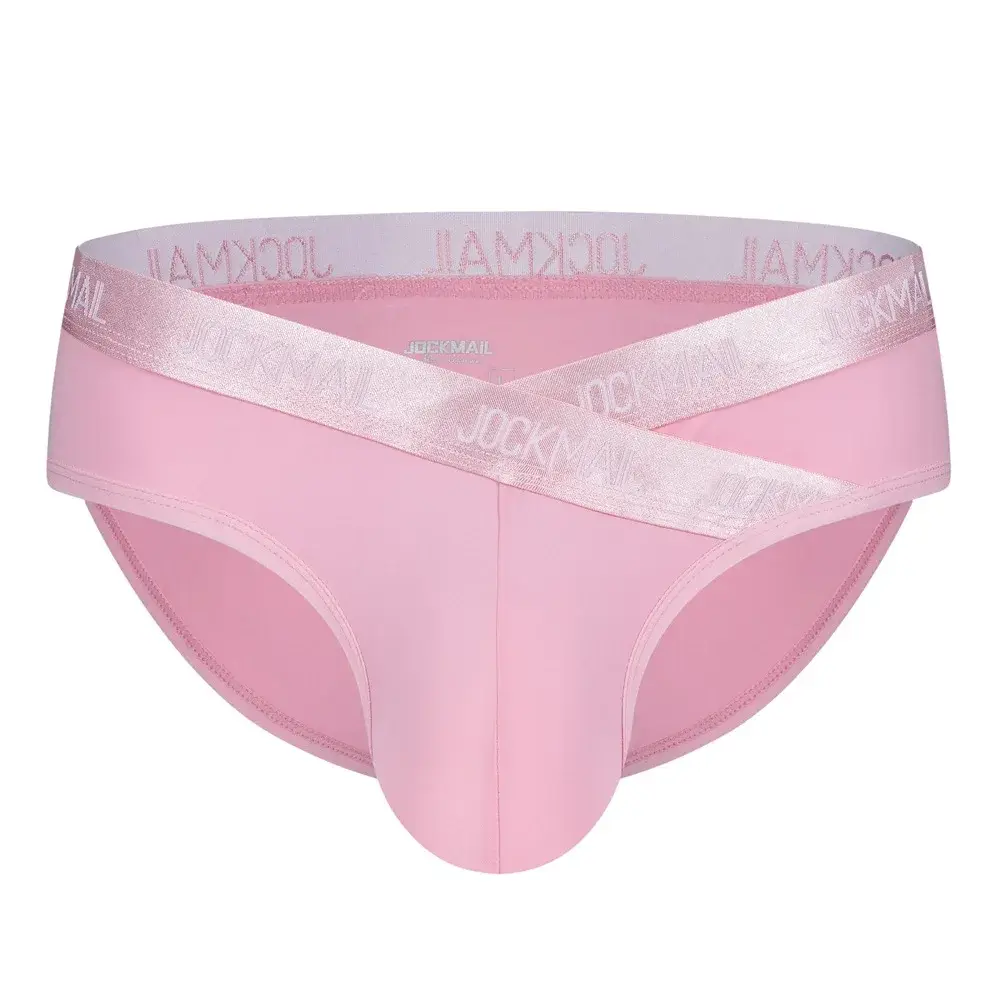Jockmail Мужское нижнее белье с низкой талией Сексуальные спортивные дышащие летние трусы из ледяного шелка Большая сумка Нейлоновые однотонные мужские трусики — image 4